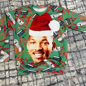 Will Smith Santa Fresh Prince 1990s Ugly Christmas Shirt Medium - No Tag